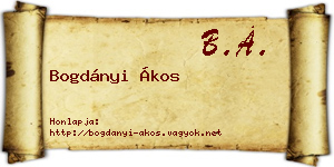 Bogdányi Ákos névjegykártya