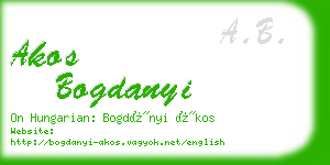 akos bogdanyi business card